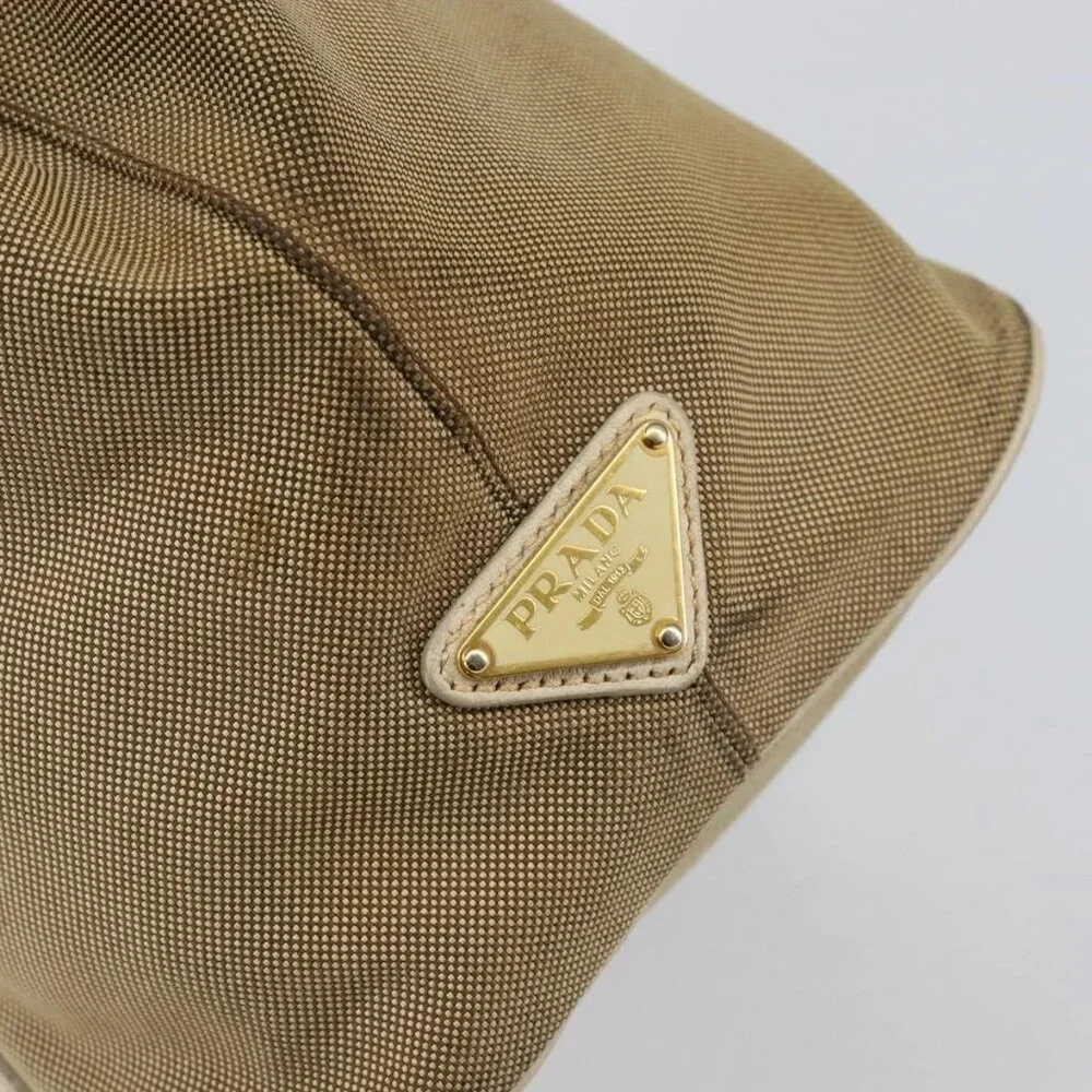 PRADA Hand Bag Canvas Beige Gold Auth - Picture 6 of 15